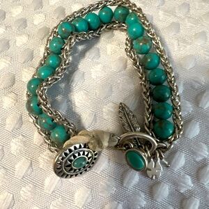 Lucky Brand Turquoise and Silver Chain Bracelet